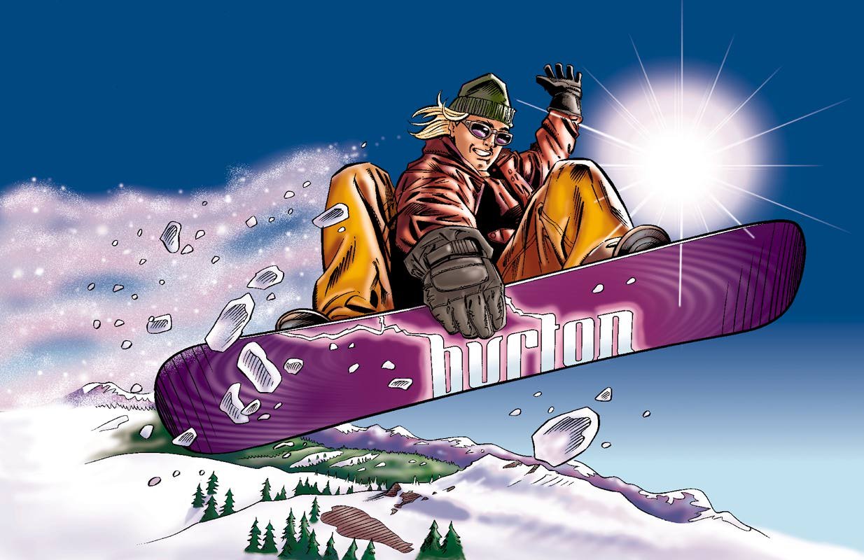 Snowboard ad with Greg Hildebrant, in TOM SMITH 27 year veteran