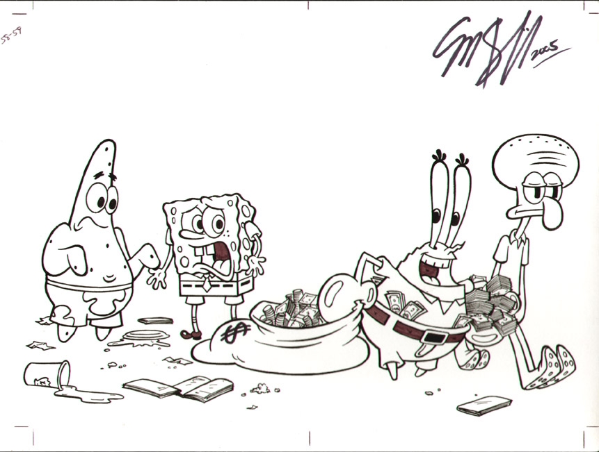 Spongebob, Patrick, Mr. Crabs and Squidward, in Bill Cox's Animation