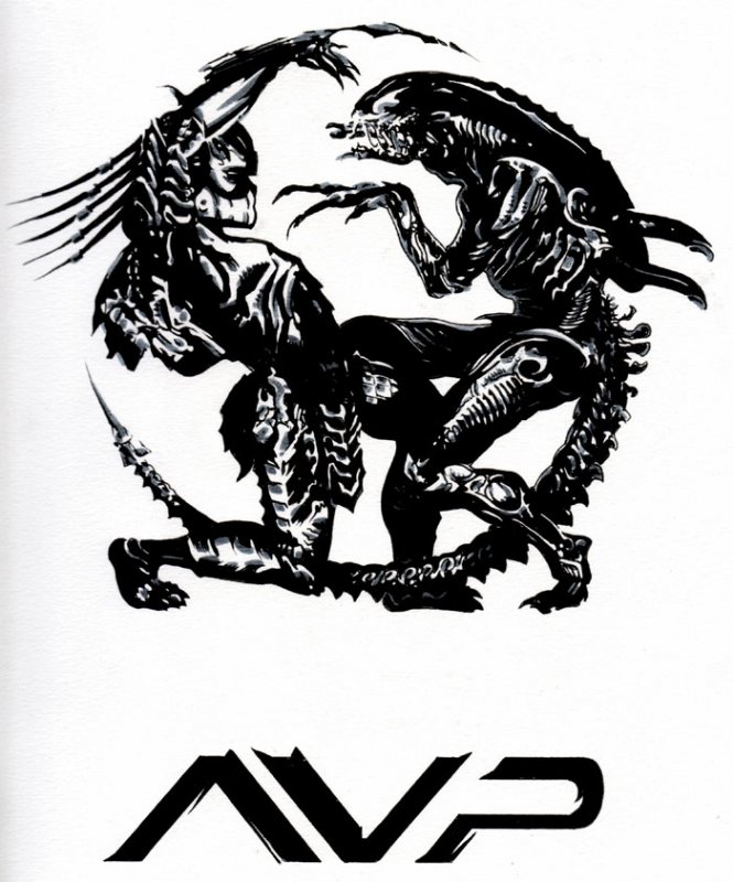 Alien vs Predator Recreation, in Dave Gutierrez's My Inking Commissions
