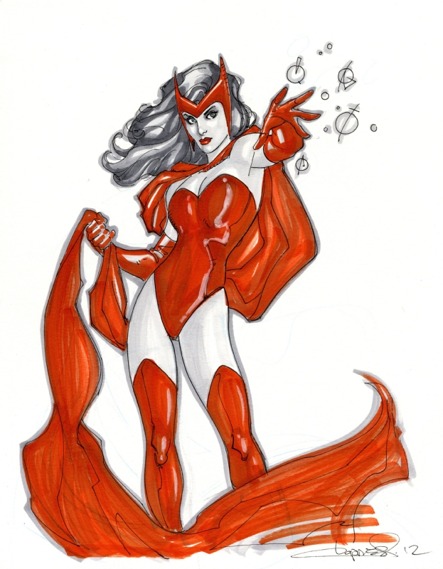 Scarlet Witch Aaron Lopresti In Brian C S Original Art Comic Art