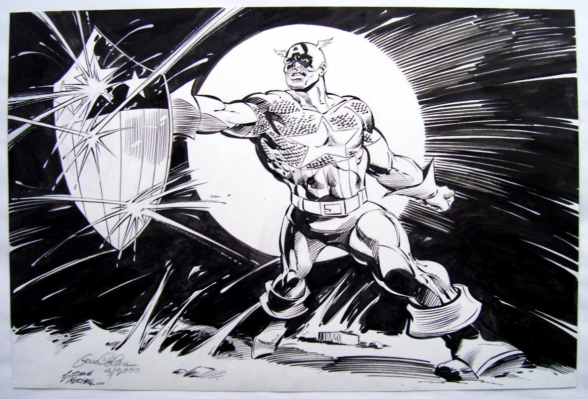 Gene Colan Captain America In Richard Raes Last 3 Comic Art Gallery Room 7063