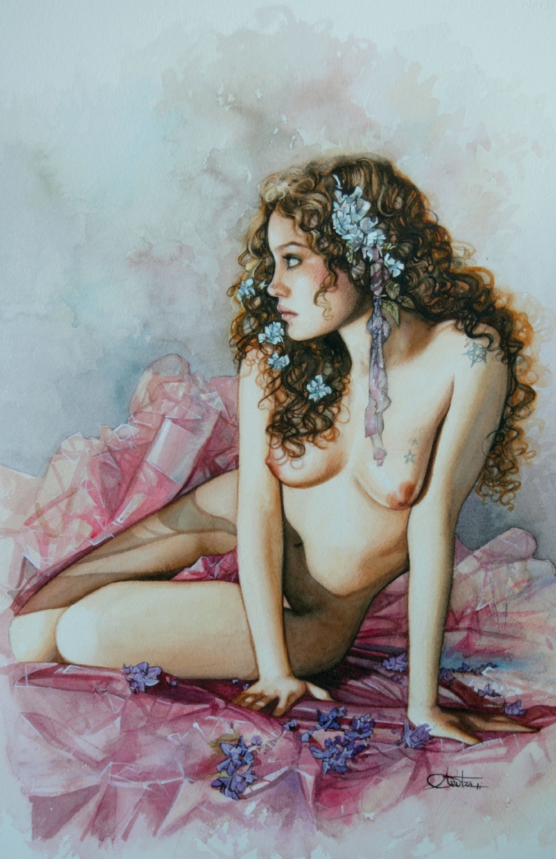 Arantza Sestayo Acuarela Desnuda Watercolour Nude In Malcolm