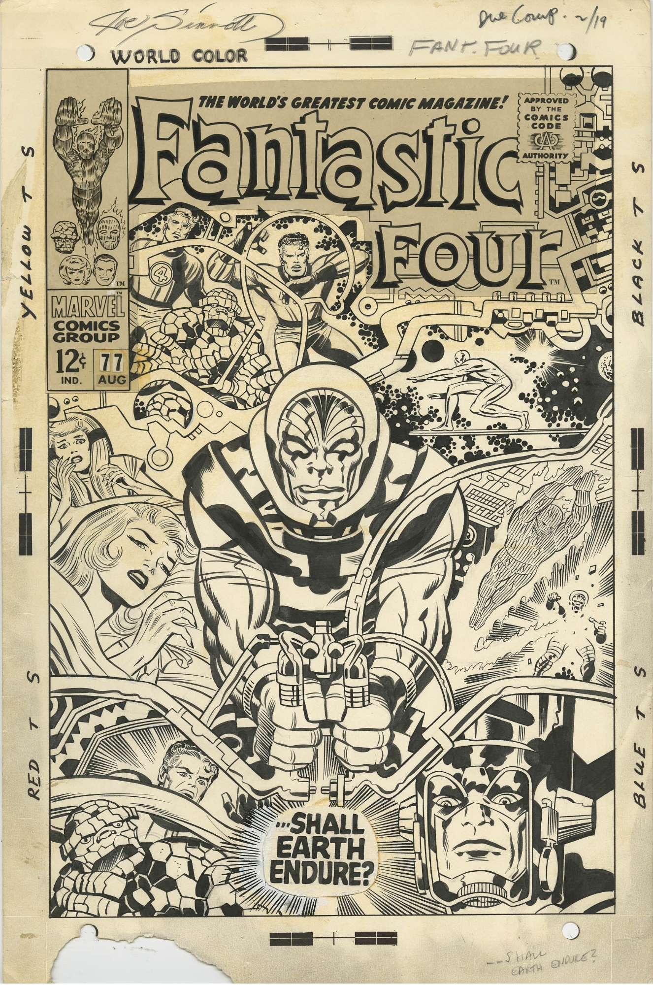 FANTASTIC FOUR #77 COVER ( 1968, JACK KIRBY ) RARE FF COVER FEATURING ...