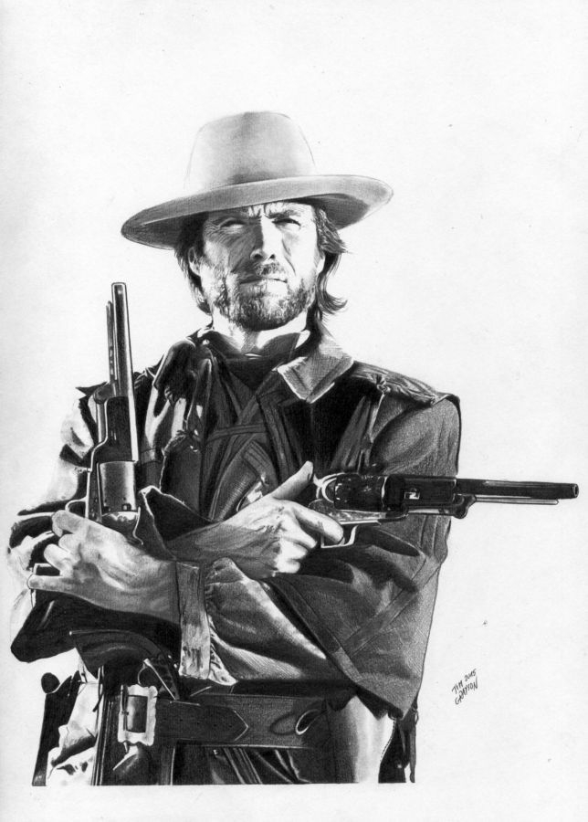 Tim Grayson pencil drawing of Clint Eastwood as The Outlaw Josey Wales ...